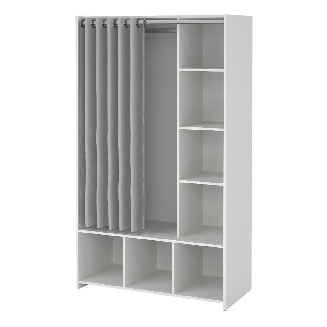 Wooden Wardrobe Open Mobile With Grey Textile Curtain - Uppsala
