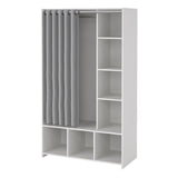 Wooden Wardrobe Open Mobile With Grey Textile Curtain - Uppsala
