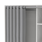 Wooden Wardrobe Open Mobile With Grey Textile Curtain - Uppsala