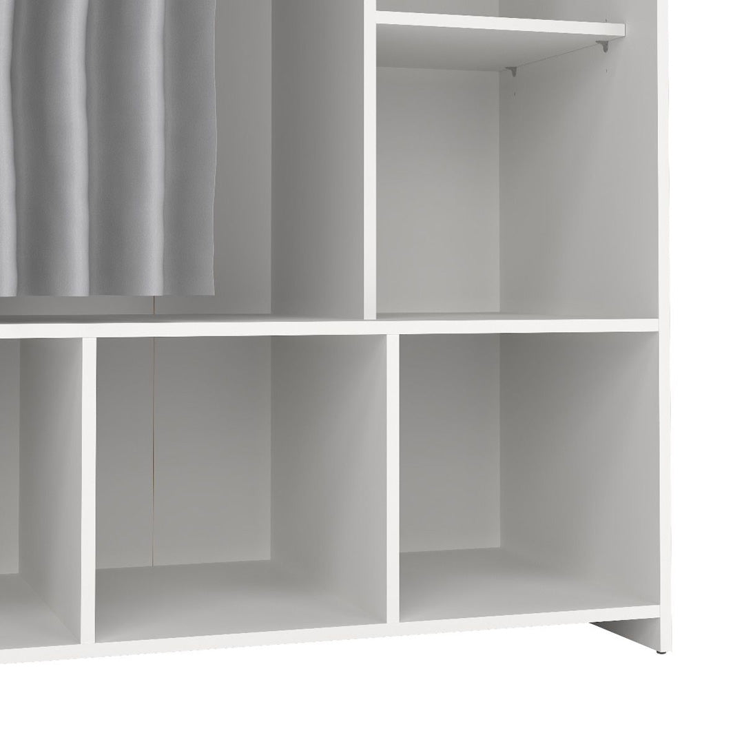 Wooden Wardrobe Open Mobile With Grey Textile Curtain - Uppsala