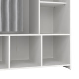 Wooden Wardrobe Open Mobile With Grey Textile Curtain - Uppsala