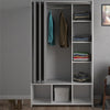 Wooden Wardrobe Open Mobile With Grey Textile Curtain - Uppsala