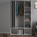 Wooden Wardrobe Open Mobile With Grey Textile Curtain - Uppsala