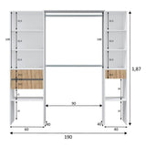 Wooden Wardrobe Open With 3 Drawers And 8 Shelves - Sharon