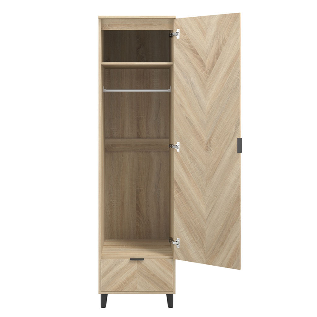 Wooden Wardrobe With 1 Door And 1 Drawer - Stockholm