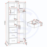 Wooden Wardrobe With 1 Door And 3 Drawers - Oliver
