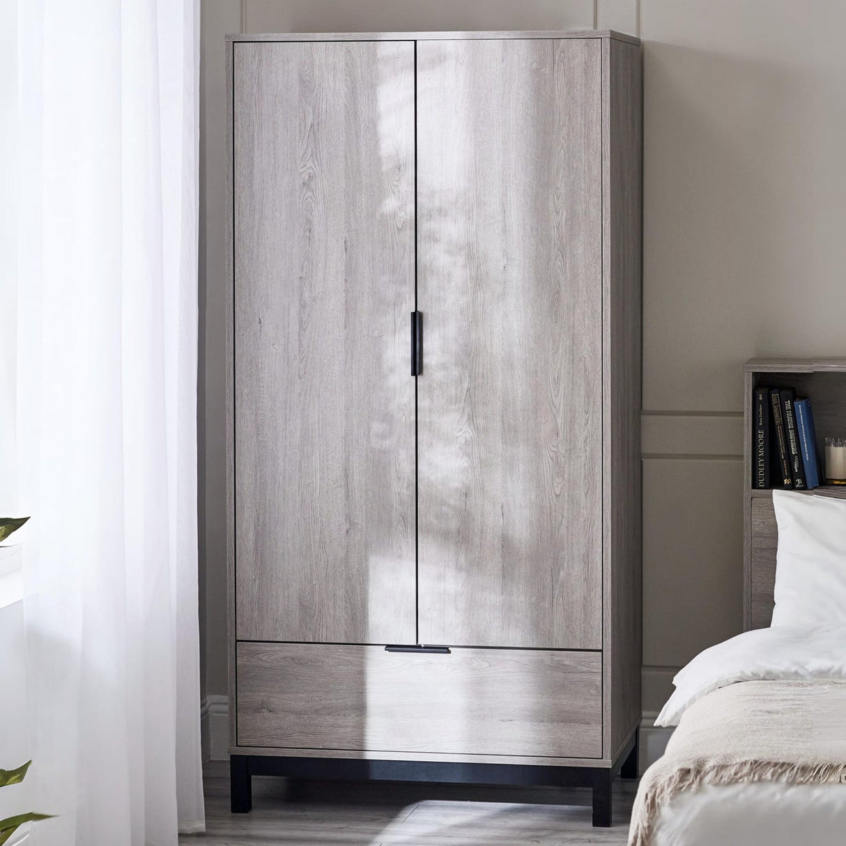Wooden Wardrobe With 2 Doors And 1 Drawer - Bali