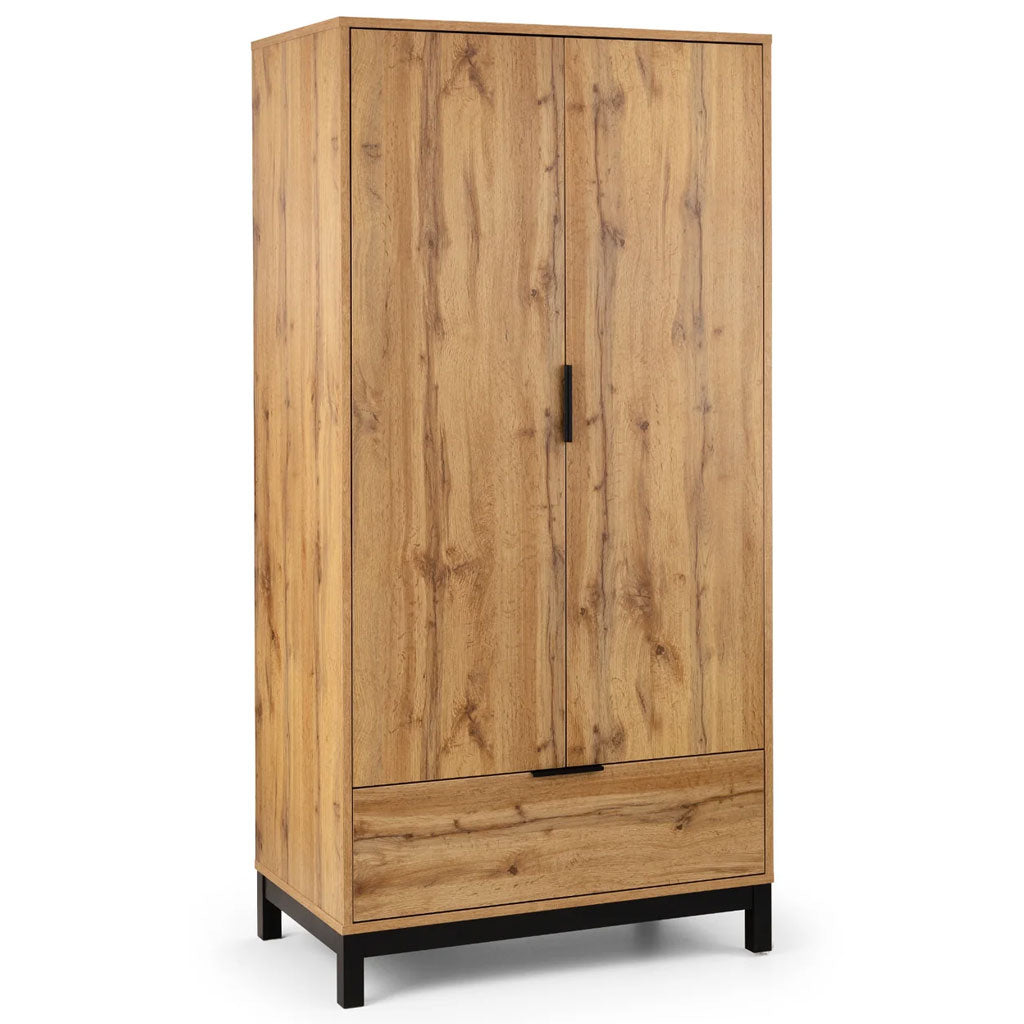 Wooden Wardrobe With 2 Doors And 1 Drawer - Bali