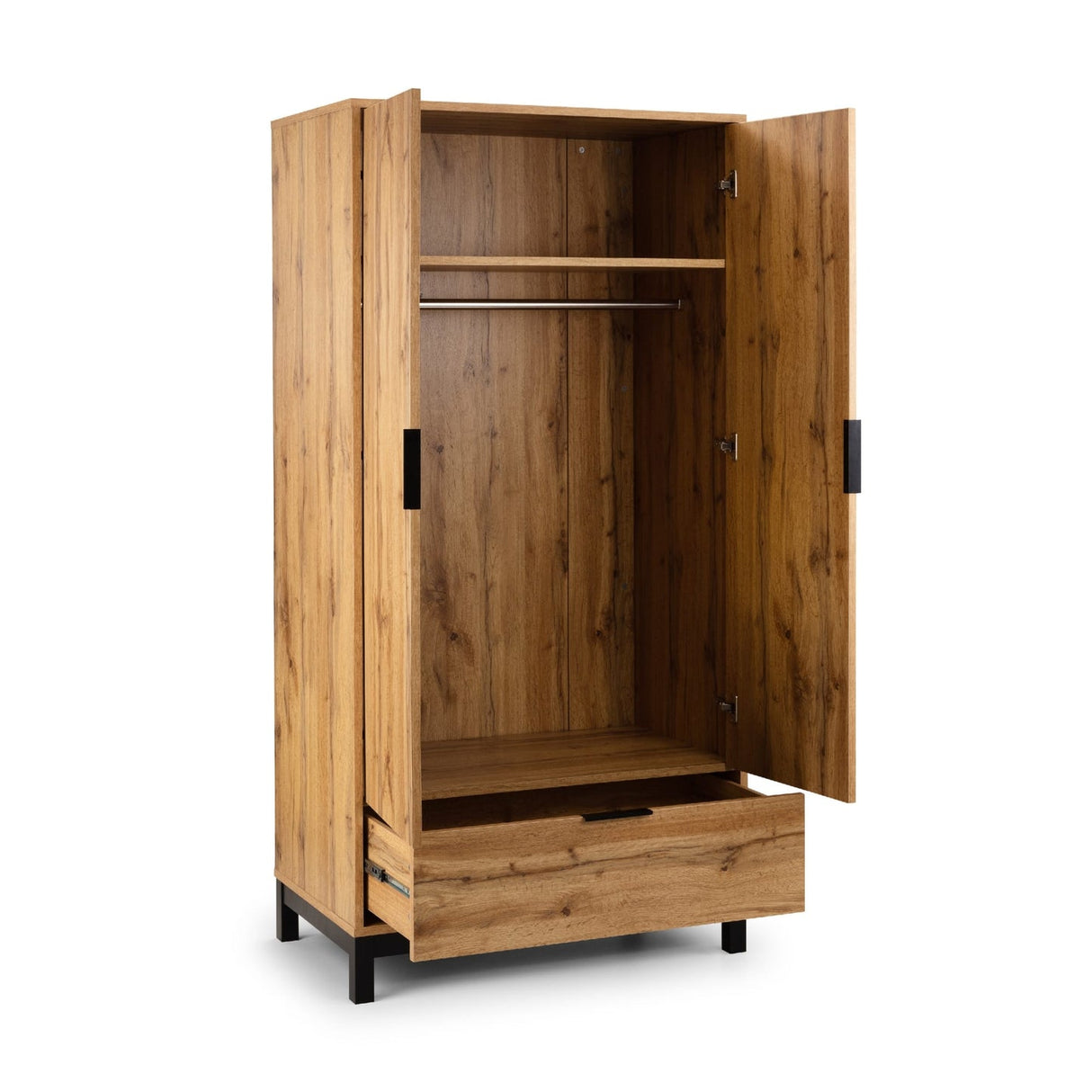 Wooden Wardrobe With 2 Doors And 1 Drawer - Bali