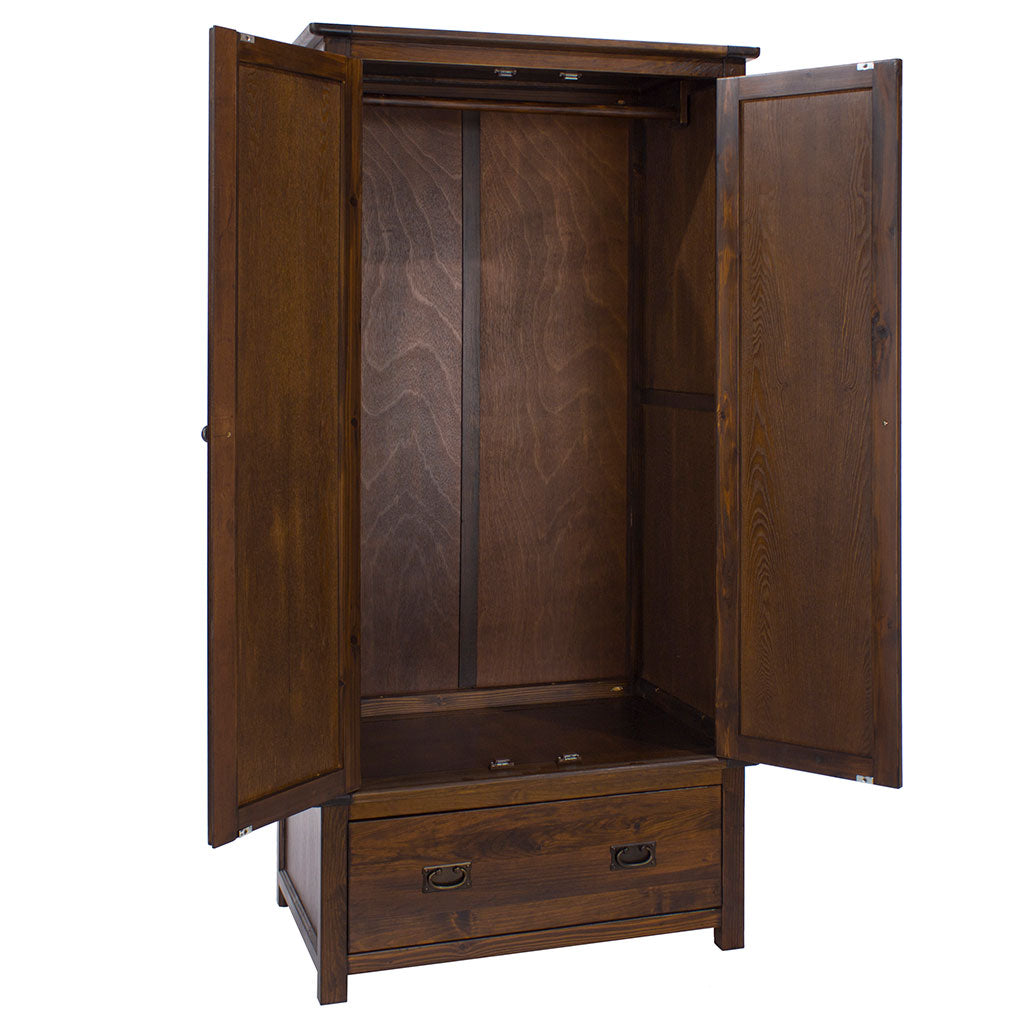 Wooden Wardrobe With 2 Doors And 1 Drawer - Boston