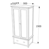 Wooden Wardrobe With 2 Doors And 1 Drawer - Boston