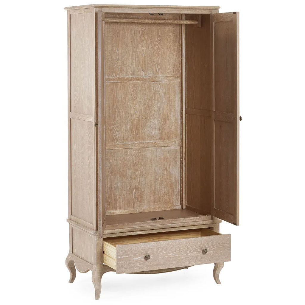 Wooden Wardrobe With 2 Doors And 1 Drawer - Camille