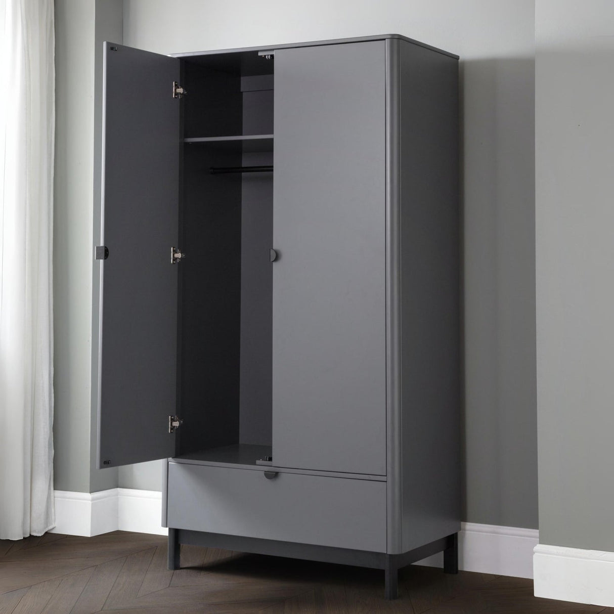 Wooden Wardrobe With 2 Doors And 1 Drawer - Chloe