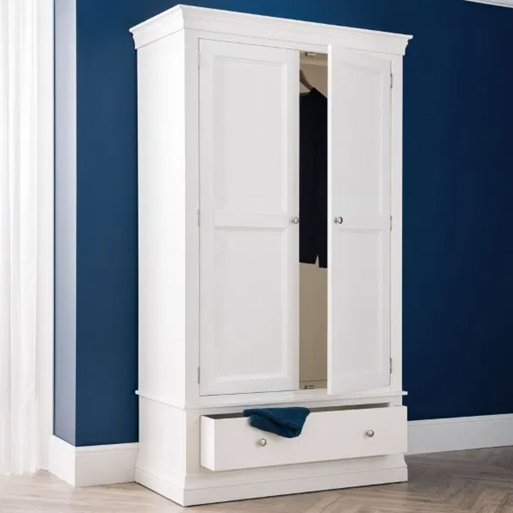 Wooden Wardrobe With 2 Doors And 1 Drawer - Clermont