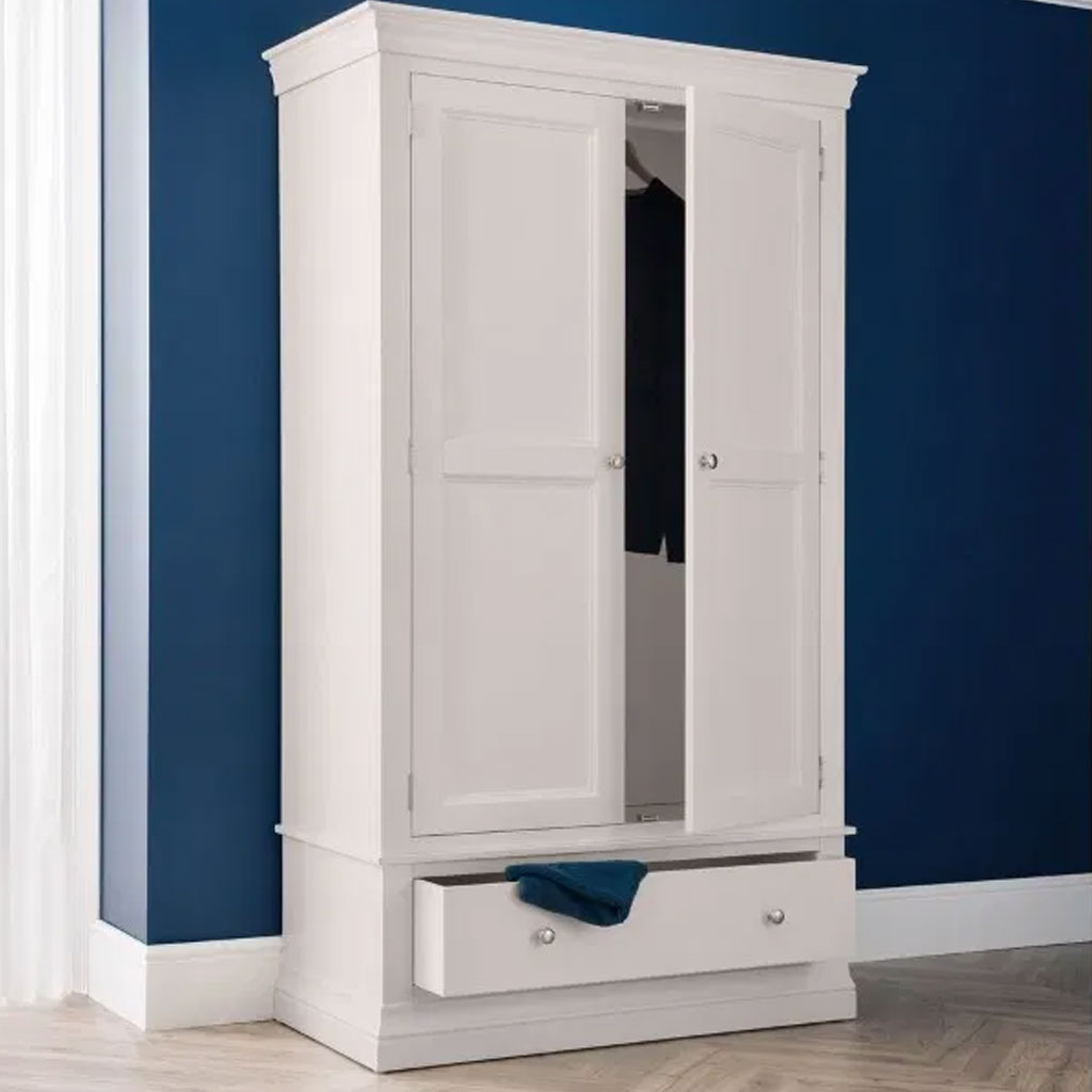 Wooden Wardrobe With 2 Doors And 1 Drawer - Clermont