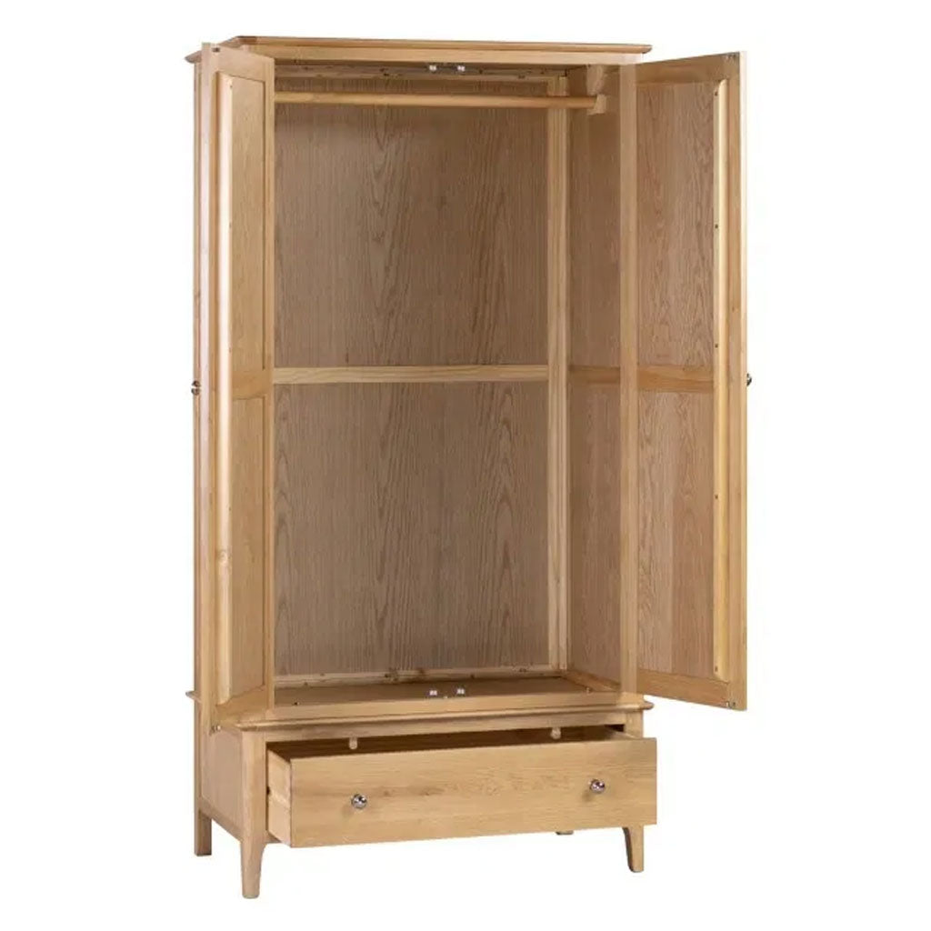 Wooden Wardrobe With 2 Doors And 1 Drawer - Cotswold