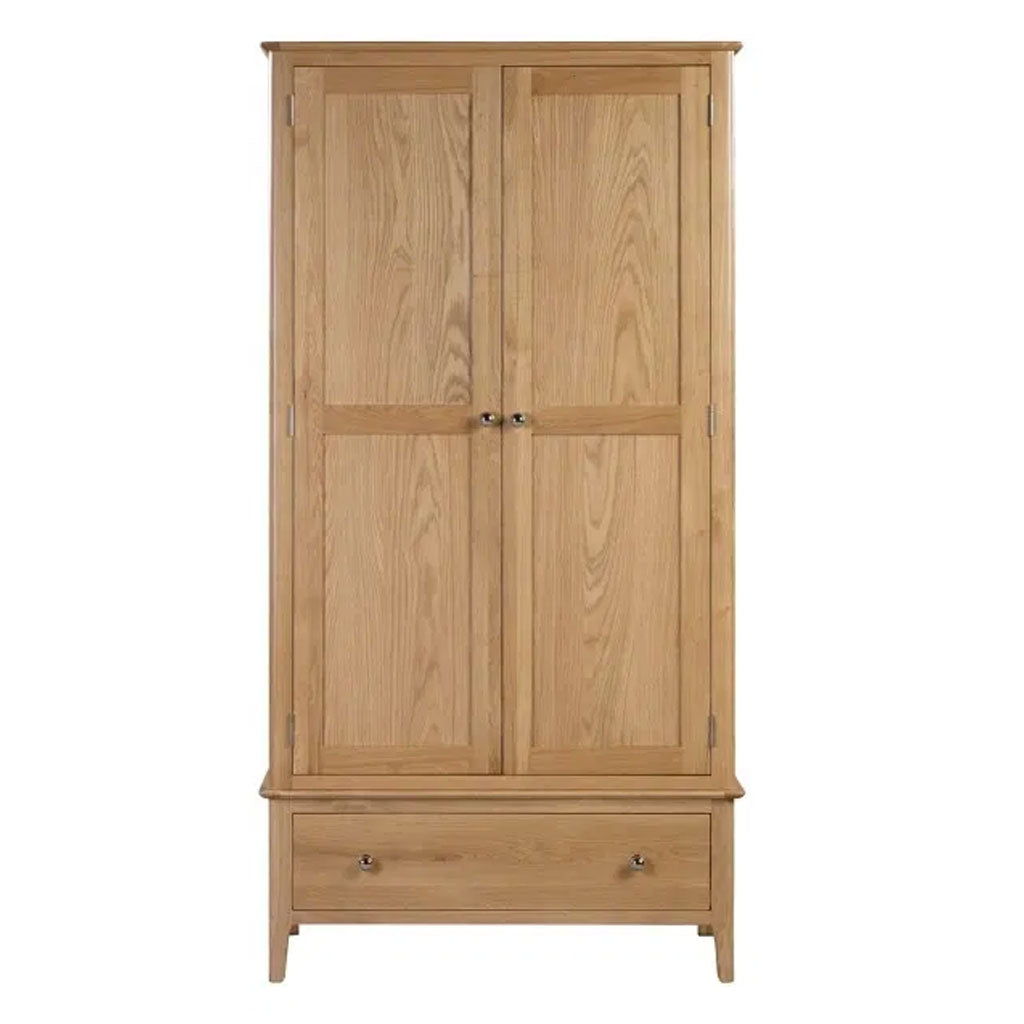 Wooden Wardrobe With 2 Doors And 1 Drawer - Cotswold