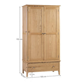 Wooden Wardrobe With 2 Doors And 1 Drawer - Cotswold