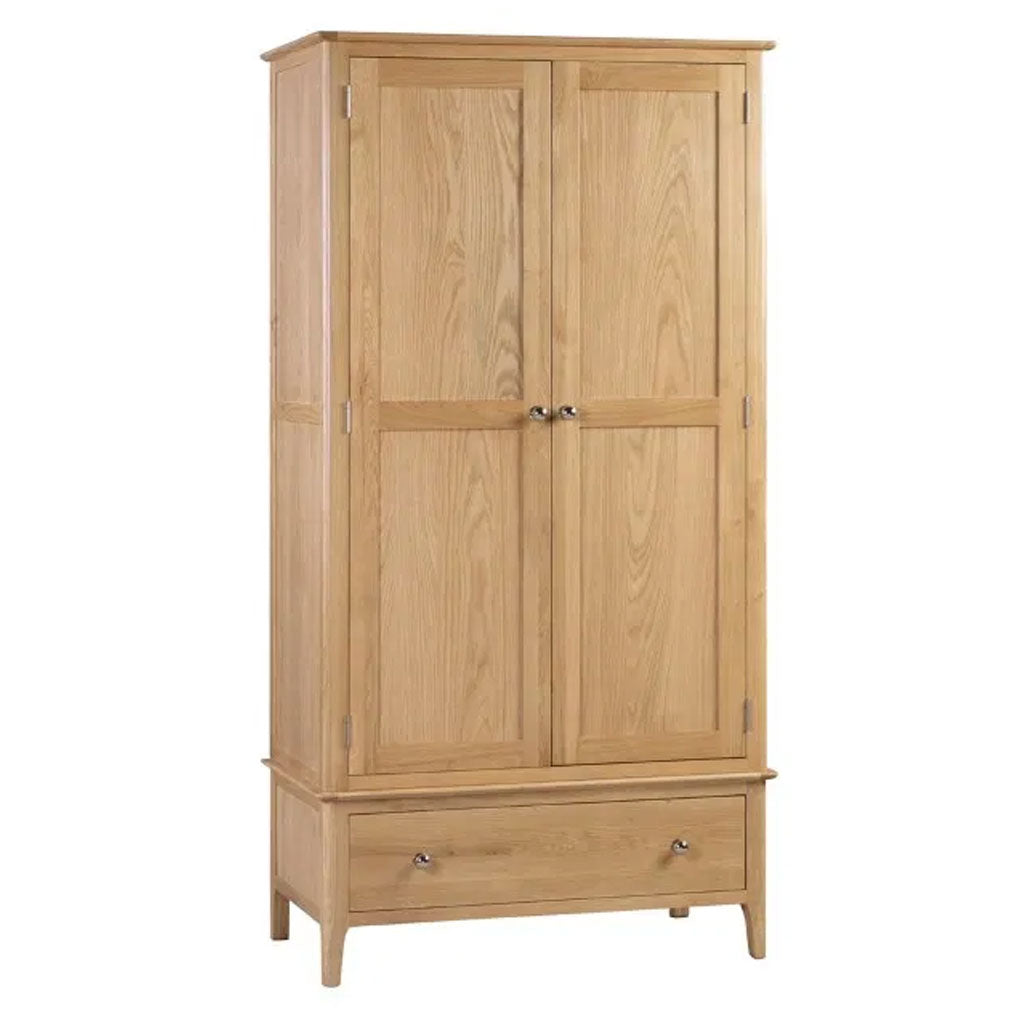 Wooden Wardrobe With 2 Doors And 1 Drawer - Cotswold