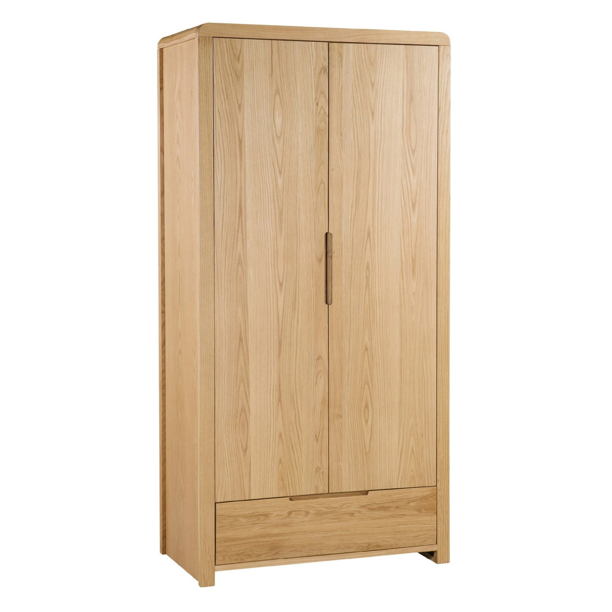 Wooden Wardrobe With 2 Doors And 1 Drawer - Curve