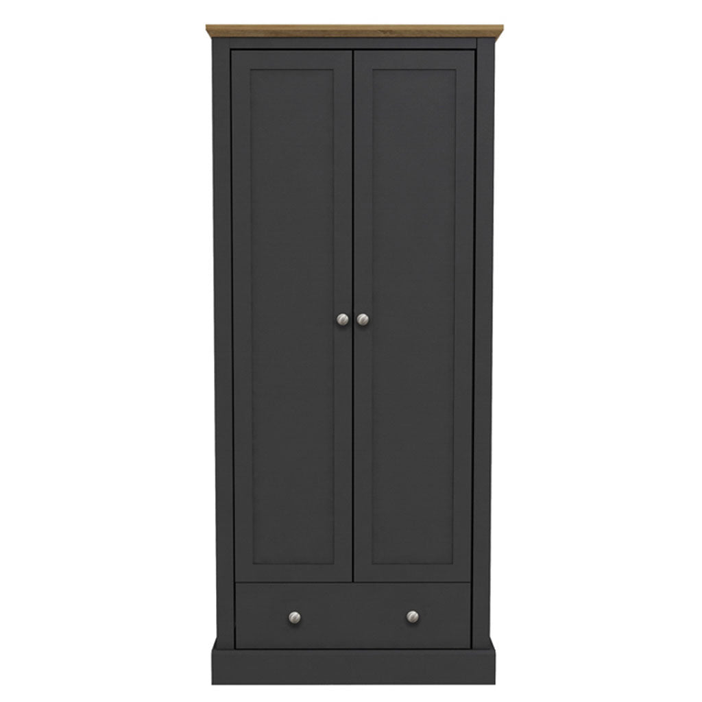 Wooden Wardrobe With 2 Doors And 1 Drawer - Devon