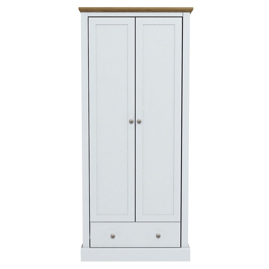 Wooden Wardrobe With 2 Doors And 1 Drawer - Devon