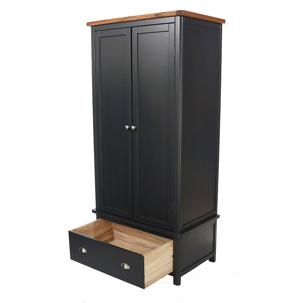 Wooden Wardrobe With 2 Doors And 1 Drawer - Dunkeld