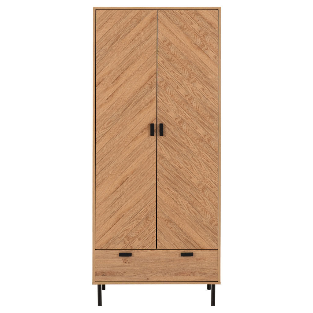 Wooden Wardrobe With 2 Doors And 1 Drawer - Leon