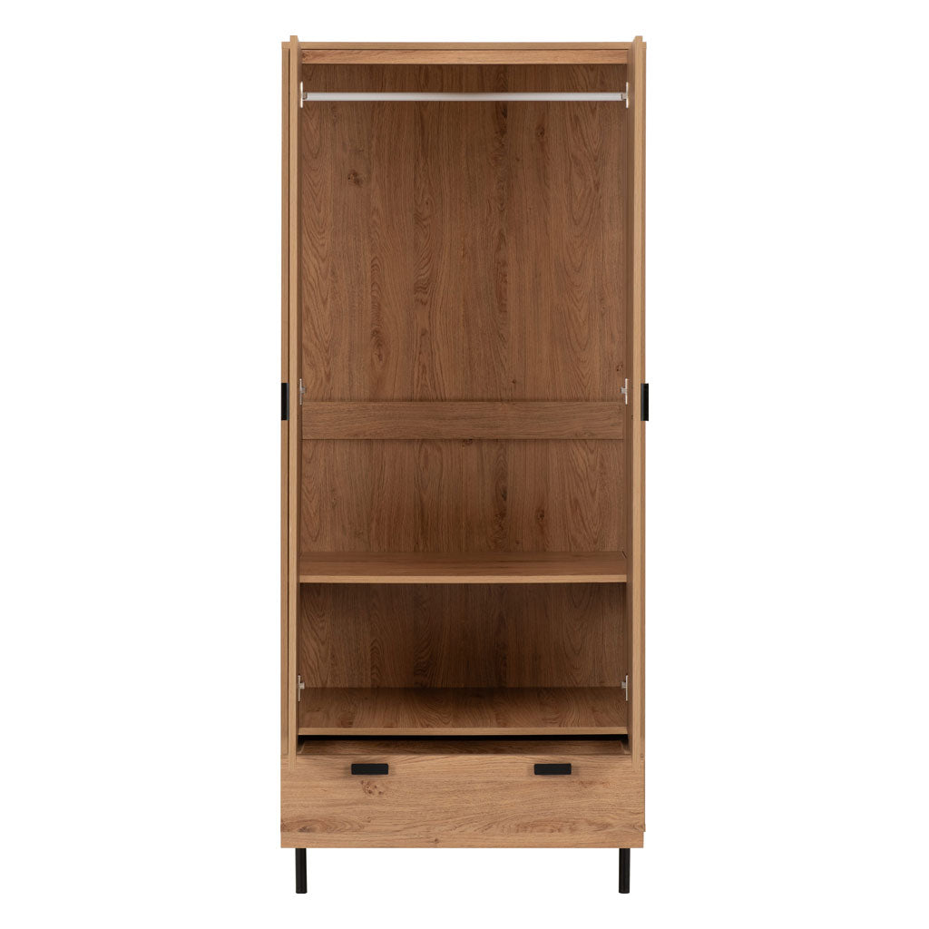 Wooden Wardrobe With 2 Doors And 1 Drawer - Leon