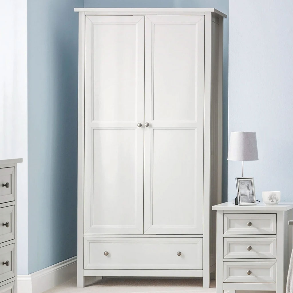 Wooden Wardrobe With 2 Doors And 1 Drawer - Maine