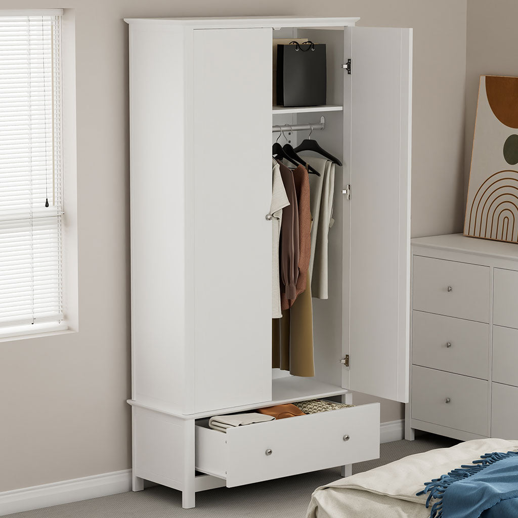 Wooden Wardrobe With 2 Doors And 1 Drawer - Nairn