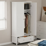Wooden Wardrobe With 2 Doors And 1 Drawer - Nairn