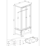 Wooden Wardrobe With 2 Doors And 1 Drawer - Nairn
