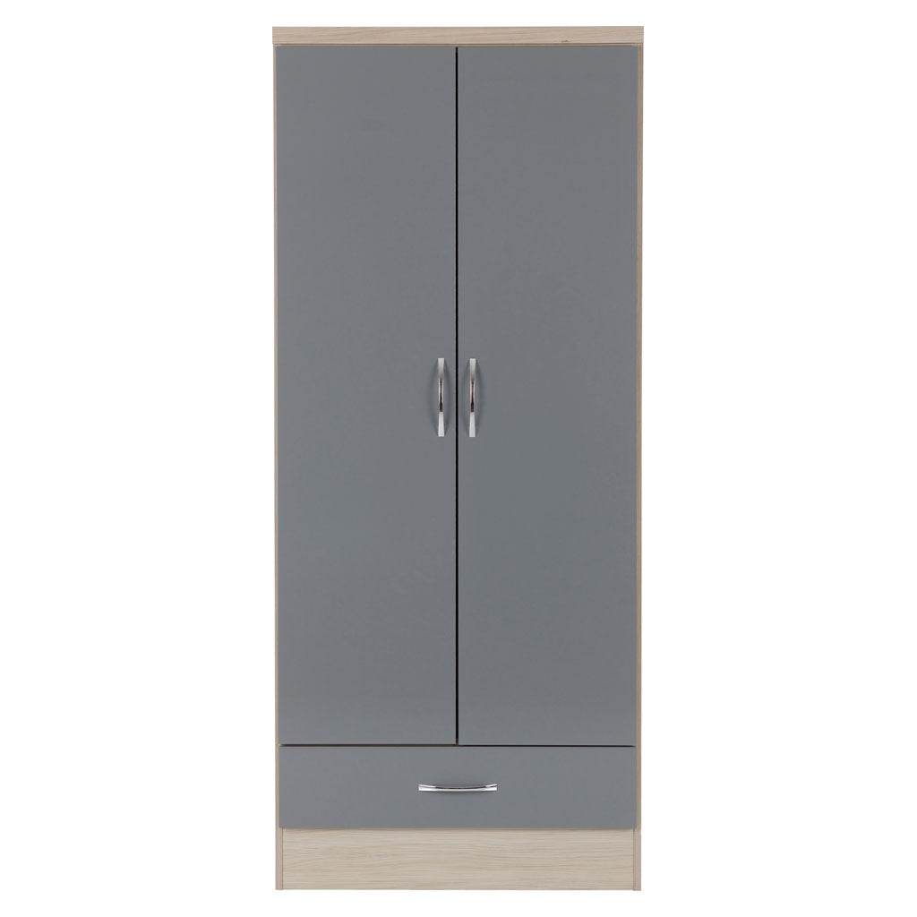 Wooden Wardrobe With 2 Doors And 1 Drawer - Nevada