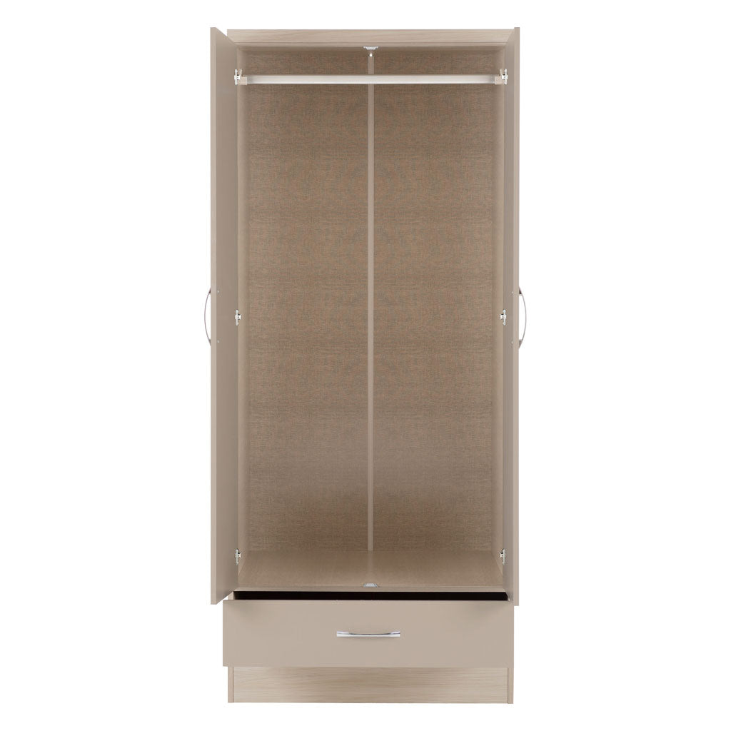 Wooden Wardrobe With 2 Doors And 1 Drawer - Nevada