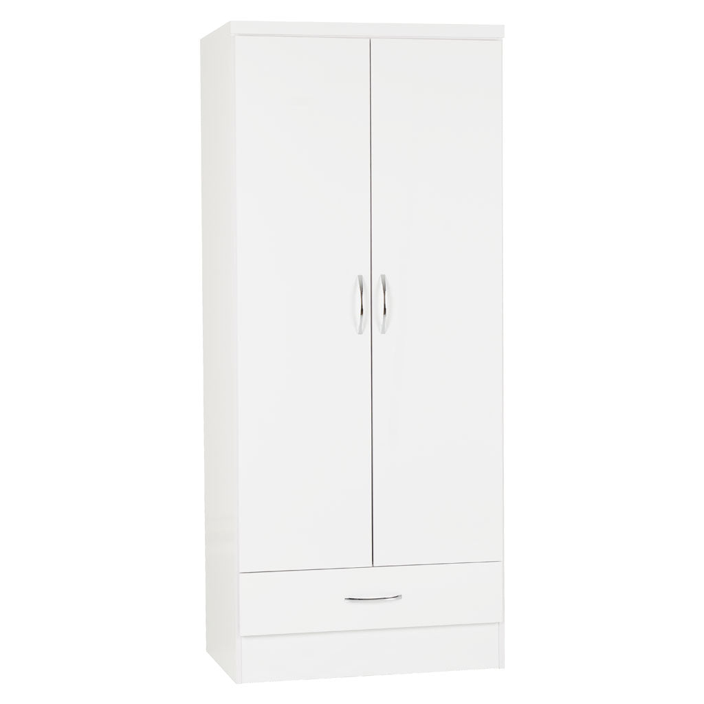 Wooden Wardrobe With 2 Doors And 1 Drawer - Nevada