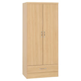 Wooden Wardrobe With 2 Doors And 1 Drawer - Nevada