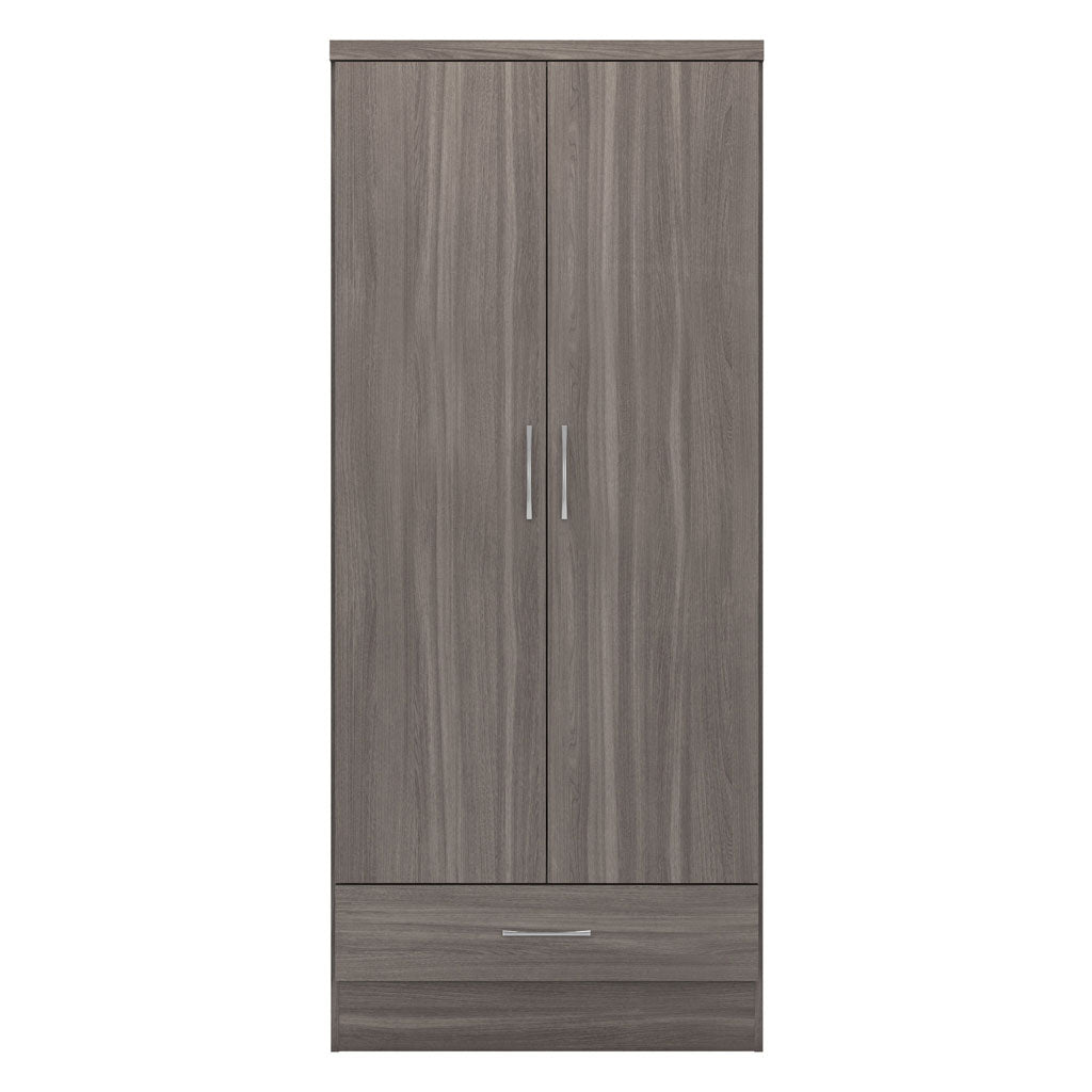 Wooden Wardrobe With 2 Doors And 1 Drawer - Nevada