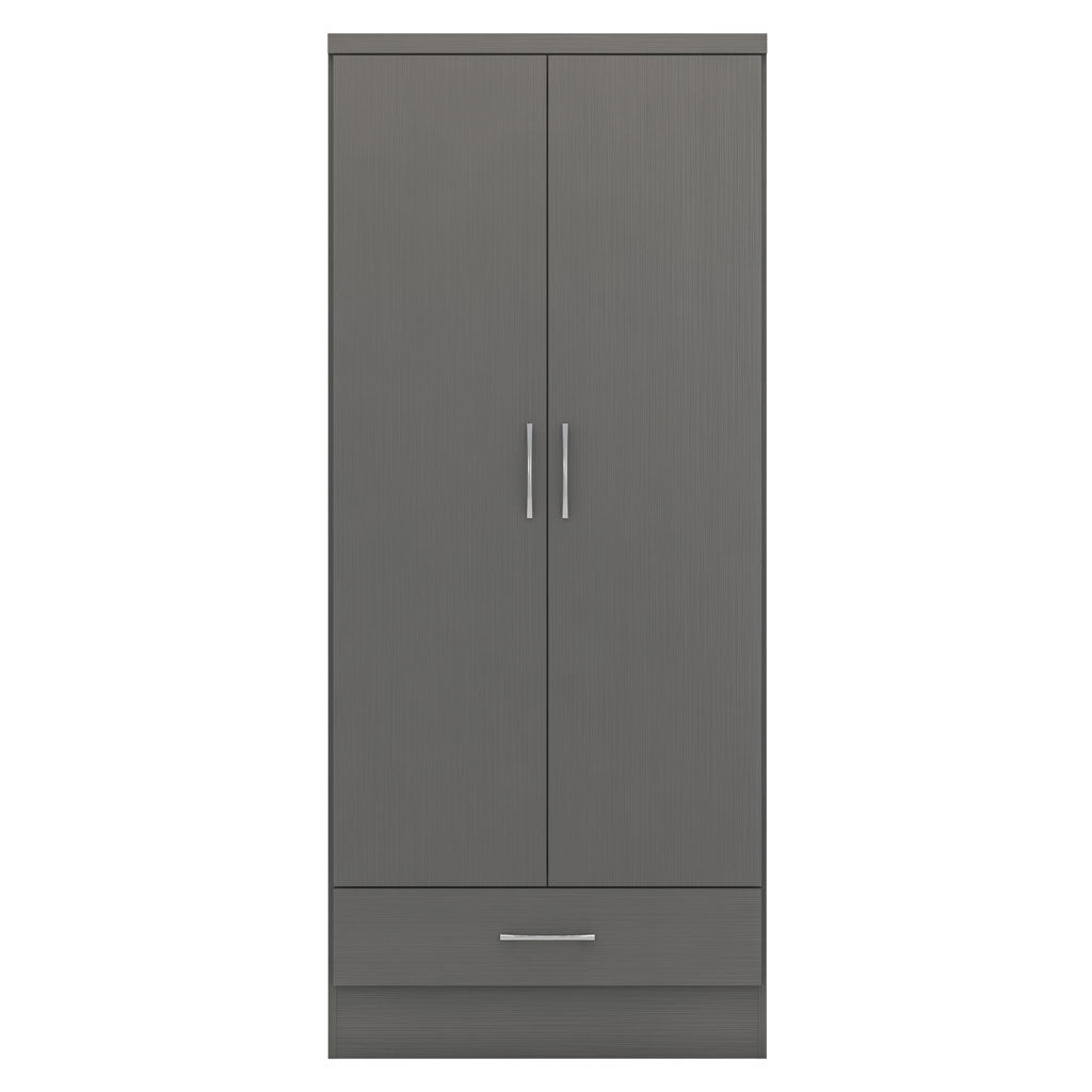 Wooden Wardrobe With 2 Doors And 1 Drawer - Nevada