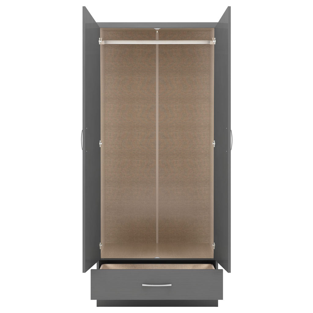 Wooden Wardrobe With 2 Doors And 1 Drawer - Nevada