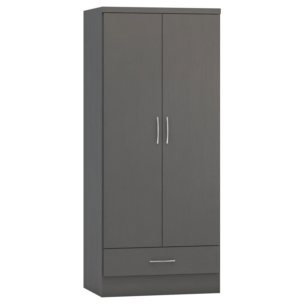 Wooden Wardrobe With 2 Doors And 1 Drawer - Nevada