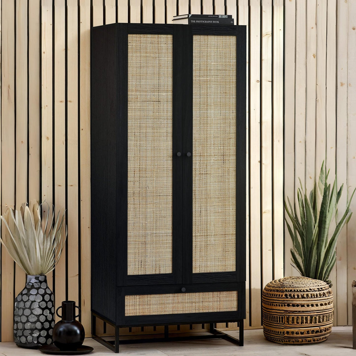 Wooden Wardrobe With 2 Doors And 1 Drawer - Padstow