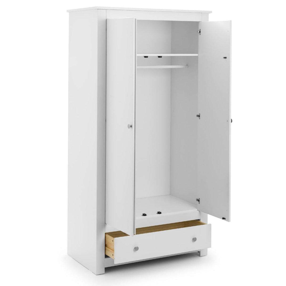 Wooden Wardrobe With 2 Doors And 1 Drawer - Radley