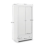 Wooden Wardrobe With 2 Doors And 1 Drawer - Radley