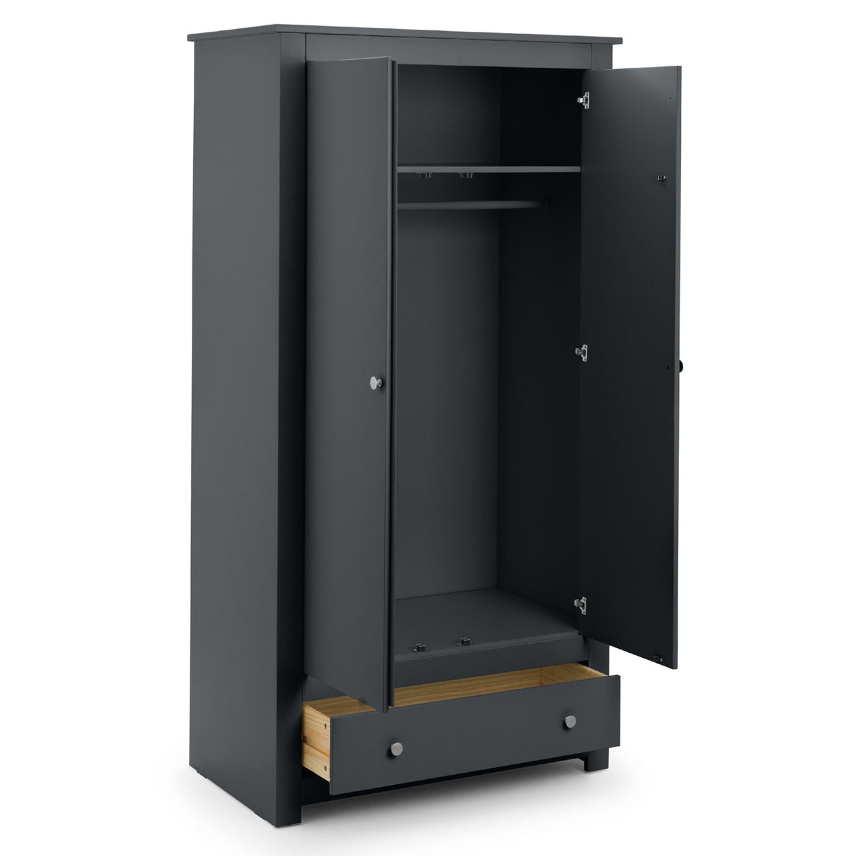 Wooden Wardrobe With 2 Doors And 1 Drawer - Radley