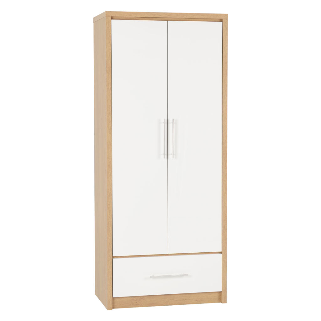 Wooden Wardrobe With 2 Doors And 1 Drawer - Seville