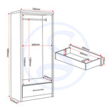 Wooden Wardrobe With 2 Doors And 1 Drawer - Seville