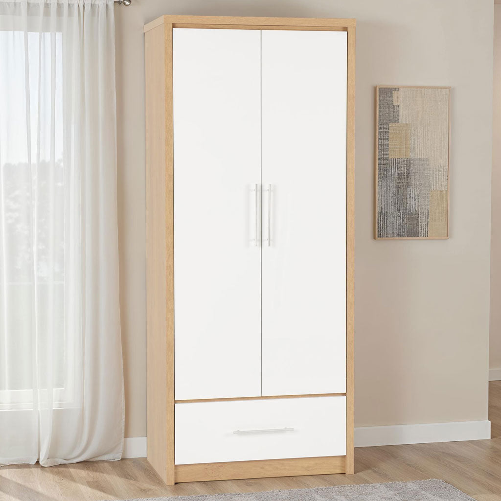Wooden Wardrobe With 2 Doors And 1 Drawer - Seville