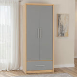 Wooden Wardrobe With 2 Doors And 1 Drawer - Seville