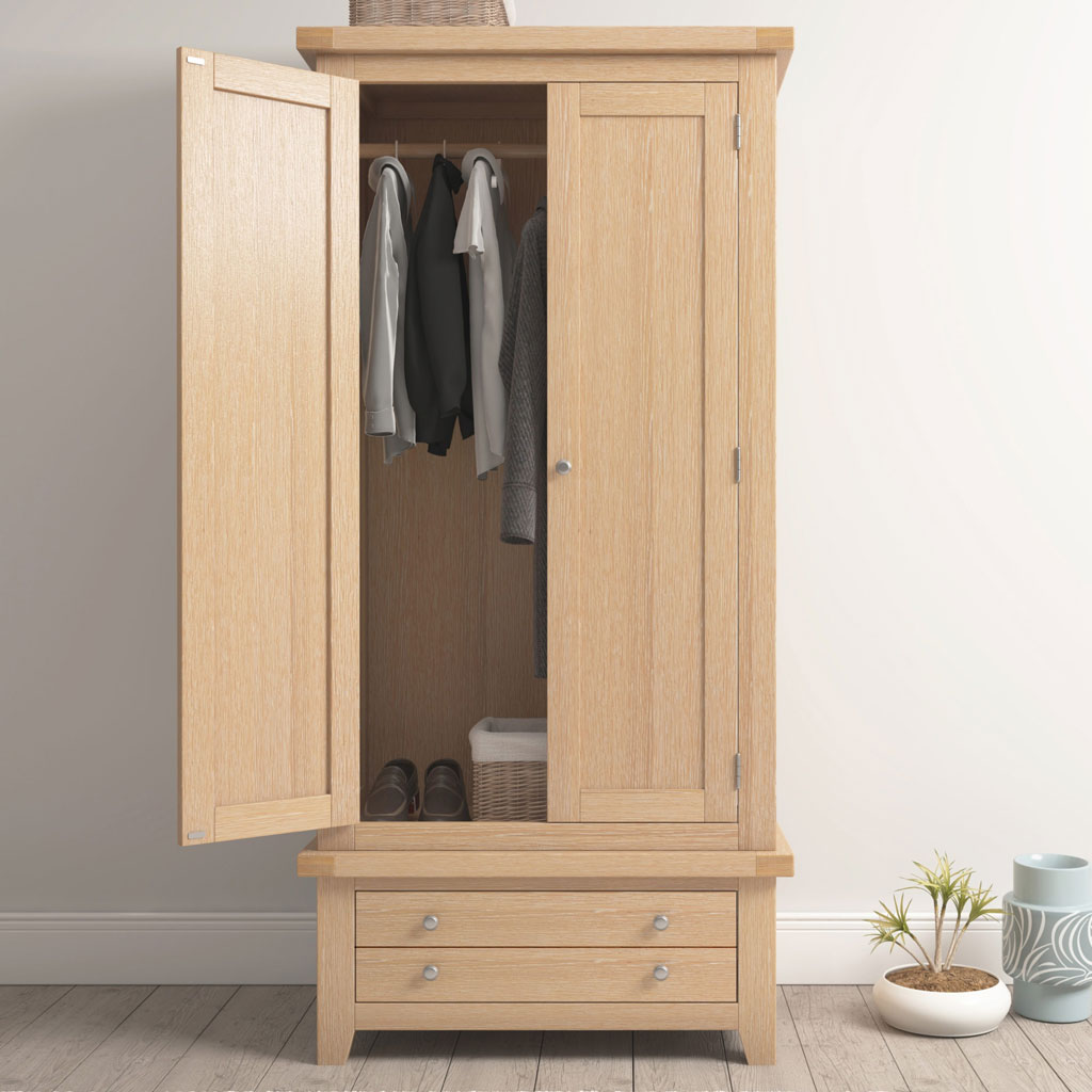 Wooden Wardrobe With 2 Doors And 1 Drawer - Windsor